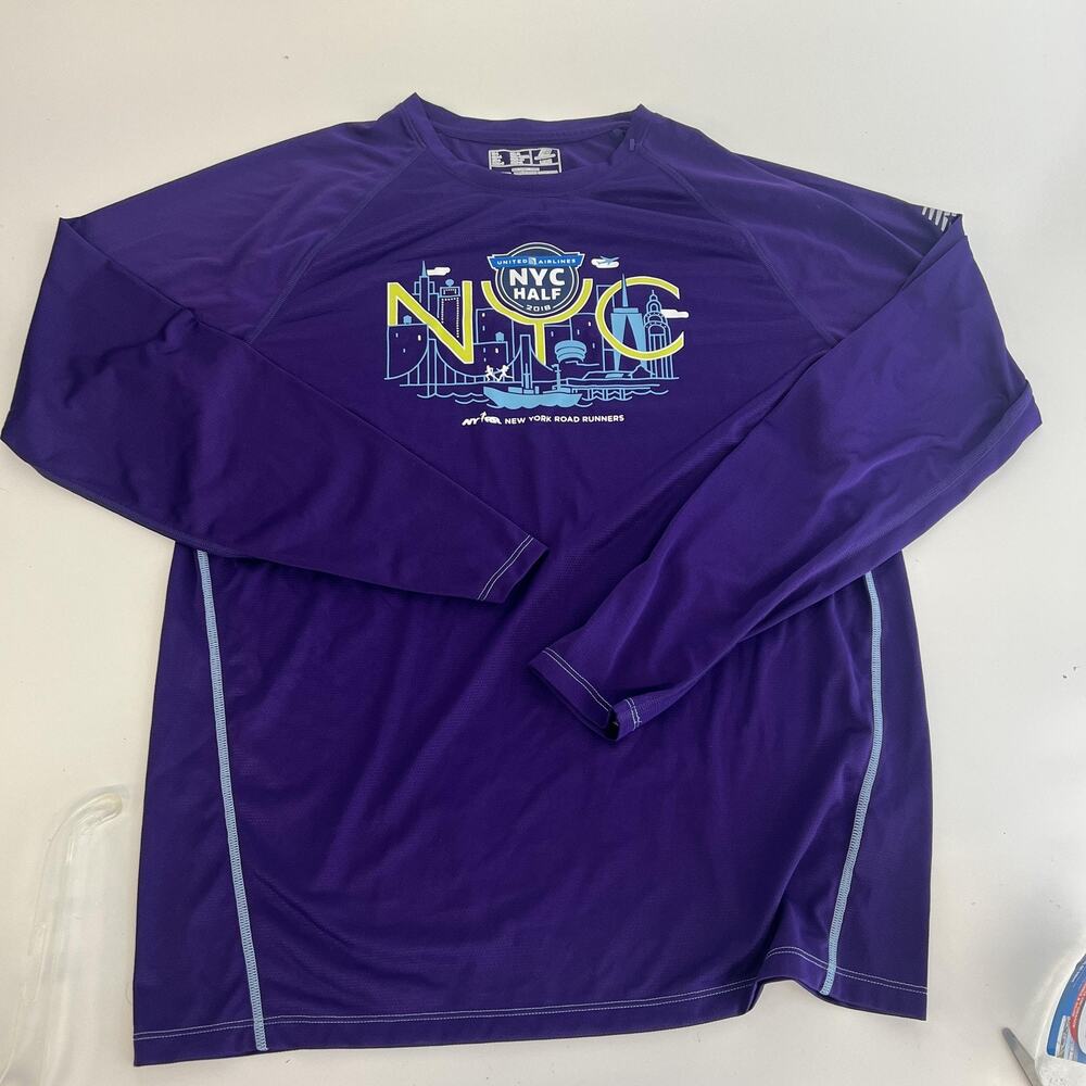 New Balance NB‎ Dry Shirt Large Purple Long Sleeve United Airlines NYC Half 2018